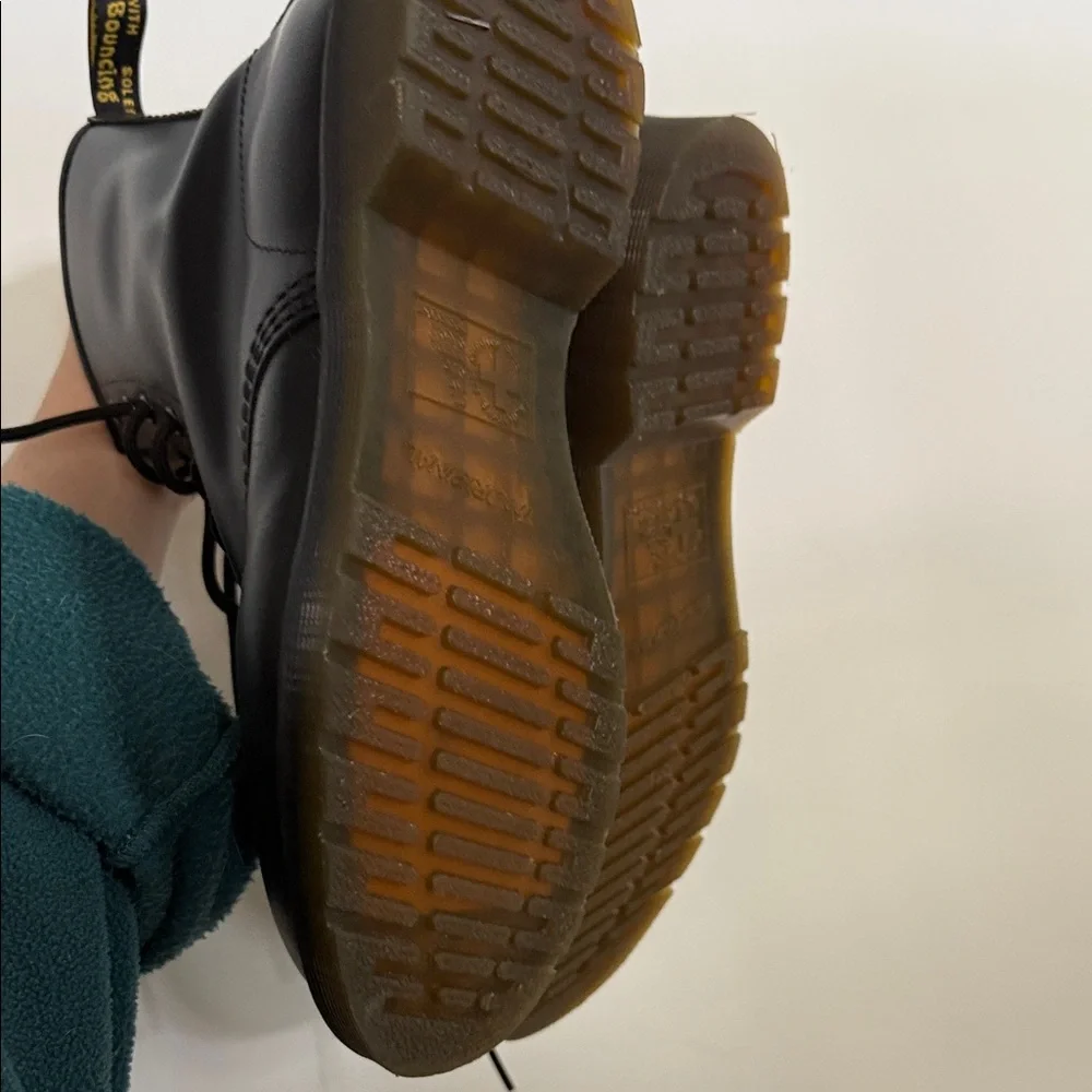 Dr. Martens Airwalk Black Leather Boots with Brown Sole - Picture 2 of 3